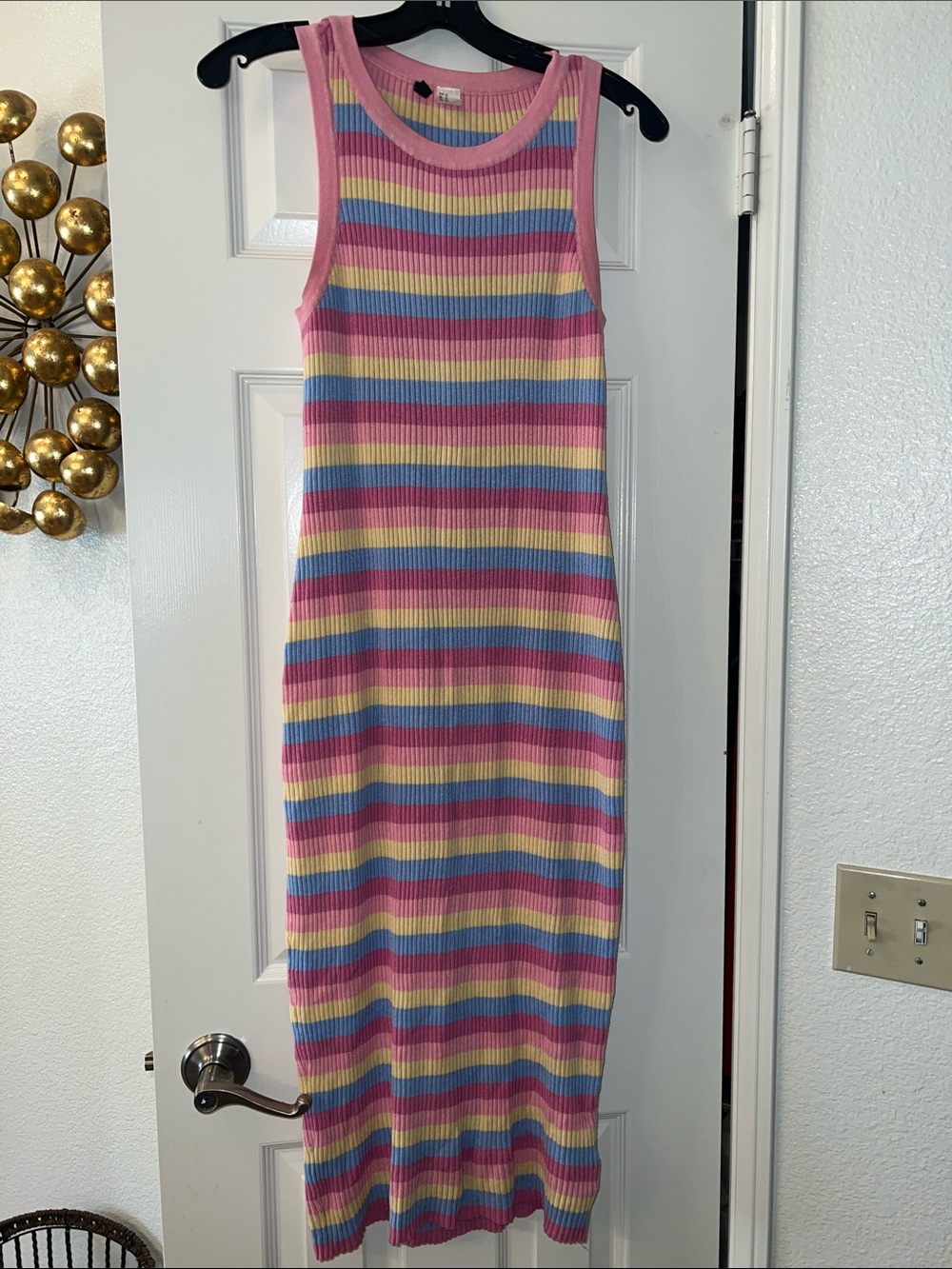 H&M Ribbed Midi Tank Dress in Pink, Yellow, Blue by DIVIDED XL